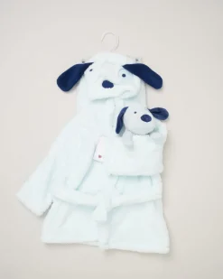 Blue Baby Puppy Dressing Gown with Toy
