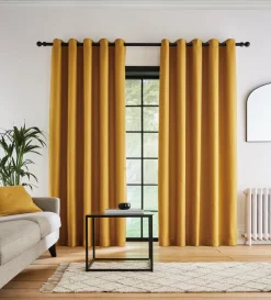 Bondi Eyelet Readymade Curtains Gold 90x90