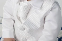 Boys 4 Piece Checked Christening Suit White