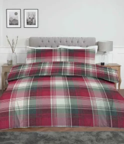 Brushed Cotton Duvet Cover Set Monroe Maroon