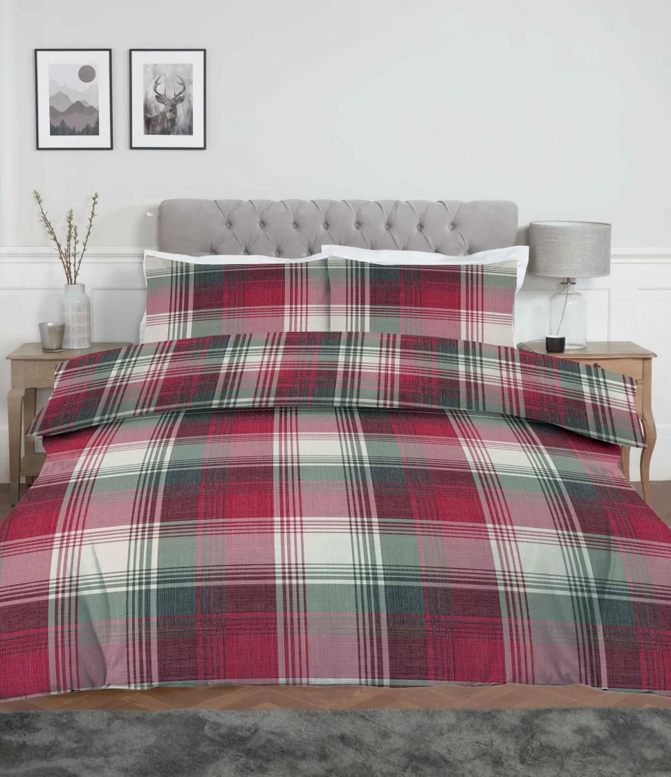 Brushed Cotton Duvet Cover Set Monroe Maroon