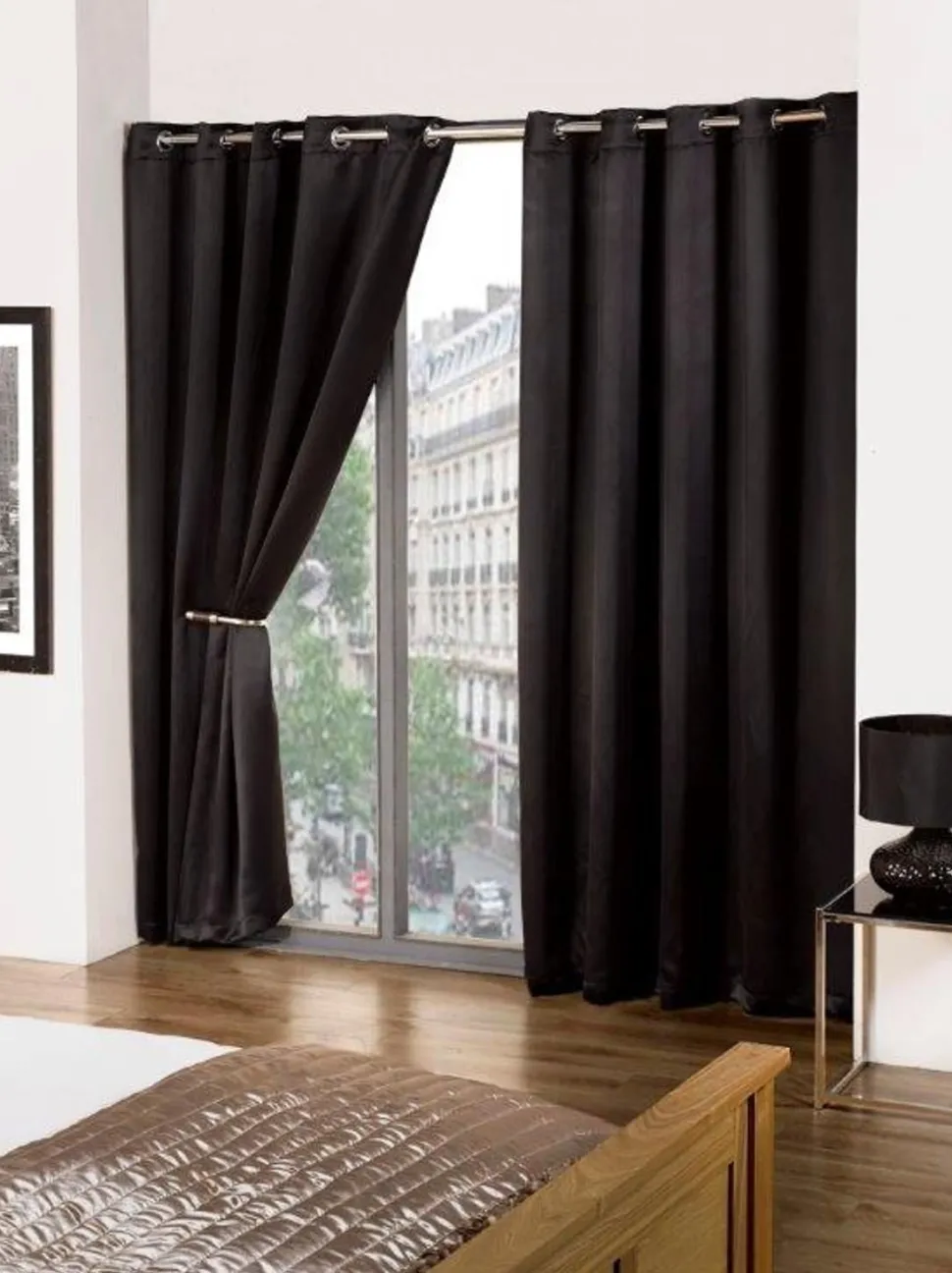 Cali Black Blackout Eyelet Readymade Curtains