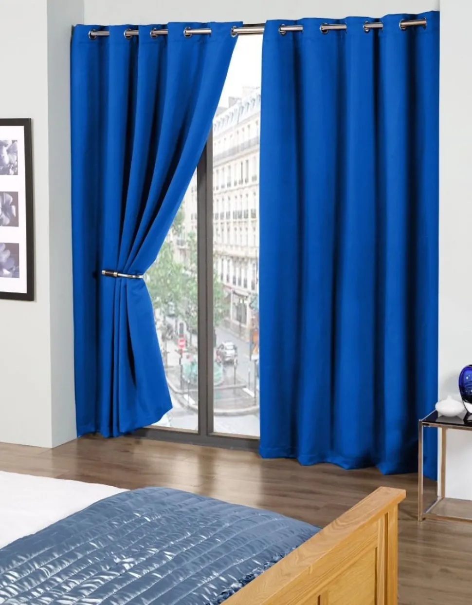 Cali Blue Blackout Eyelet Readymade Curtains