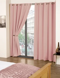 Cali Blush Blackout Eyelet Readymade Curtains