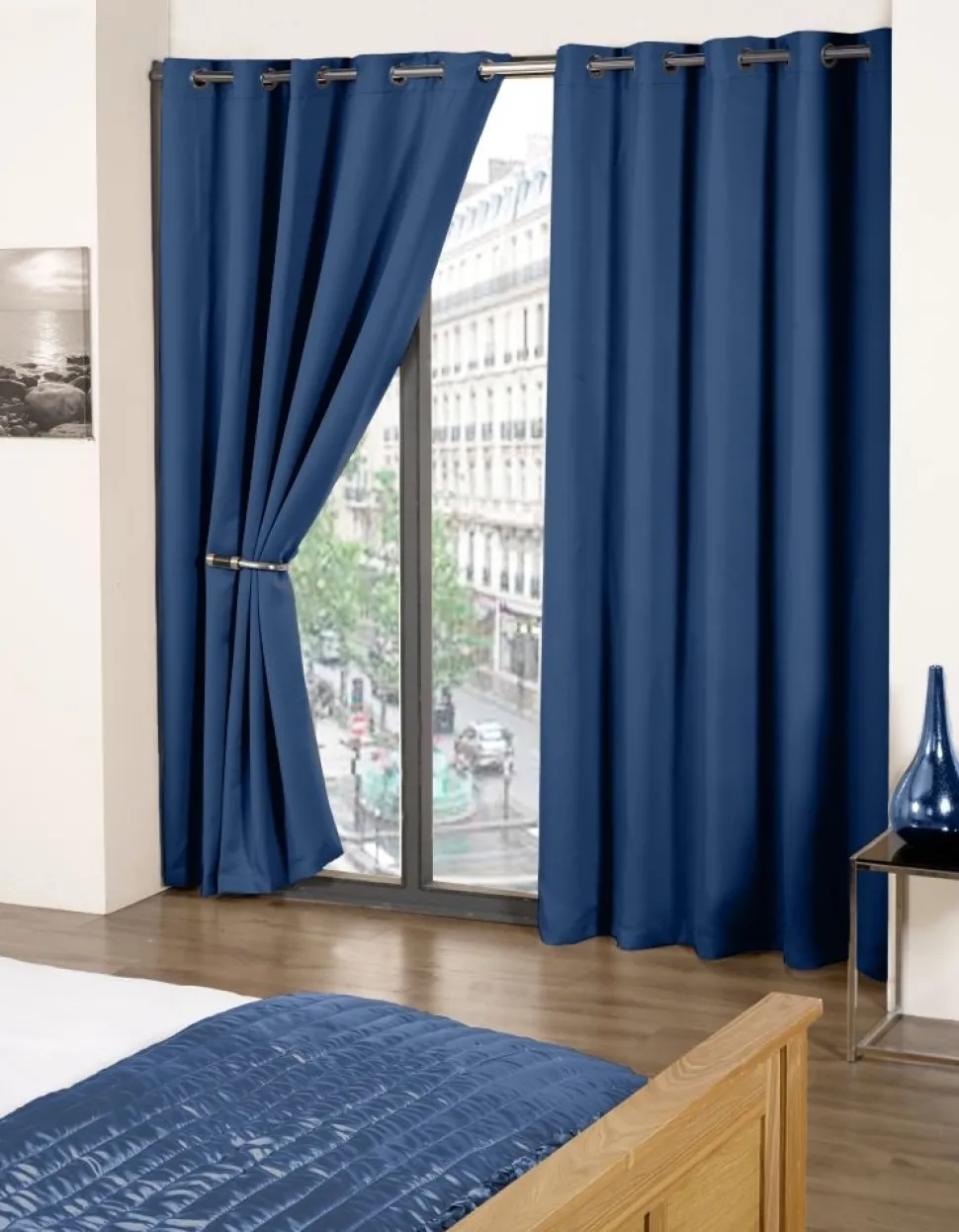 Cali Navy Blackout Eyelet Readymade Curtains