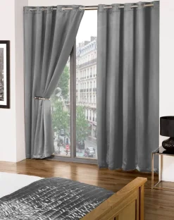 Cali Silver Blackout Eyelet Readymade Curtains