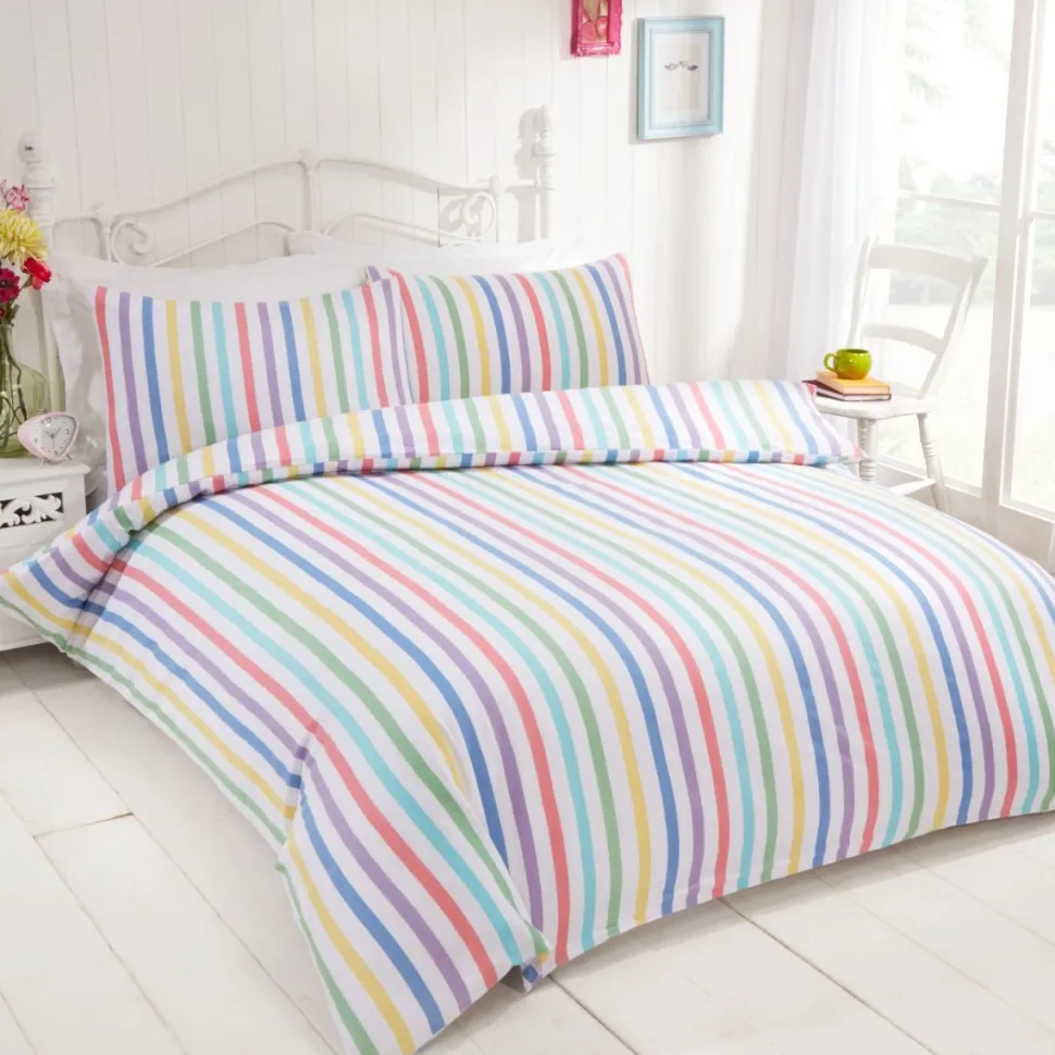 Candy Stripe Brushed Cotton Duvet Cover Set