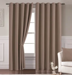 Cavendish Eyelet Readymade Curtains Taupe 90x90