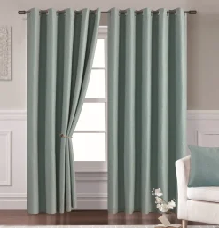 Cavendish Eyelet Readymade Curtains Teal 66x72