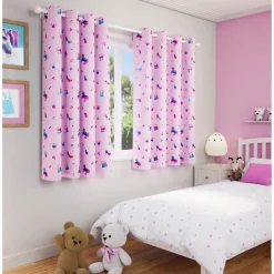 Charm Metallic Unicorn Kids Eyelet Readymade Curtains