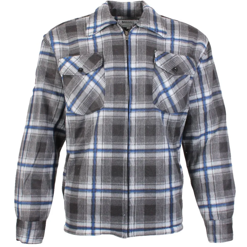 Check Men's Fleece Zip Shirt Grey