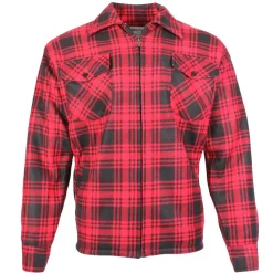 Check Men's Fleece Zip Shirt Red