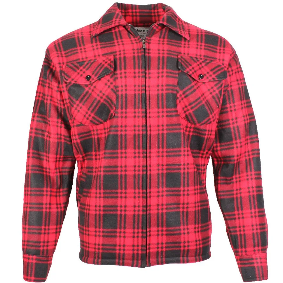 Check Men's Fleece Zip Shirt Red