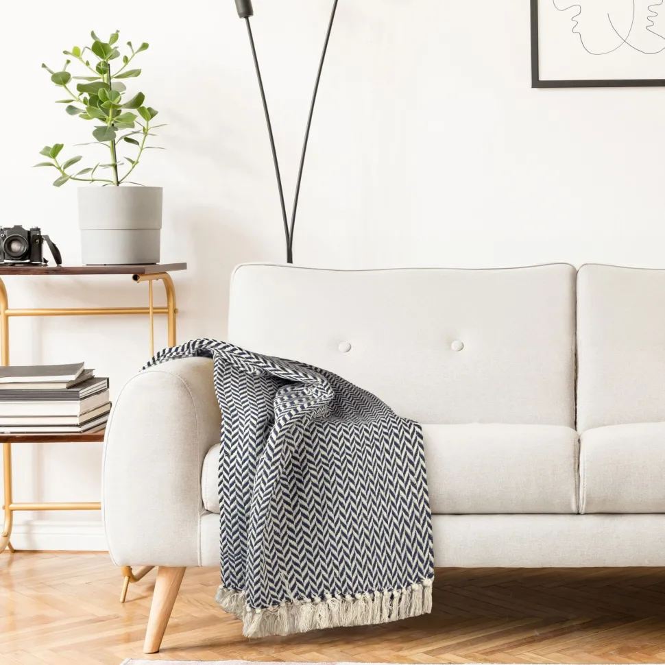 Cherokee Recycled Cotton Throw - Navy