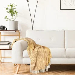 Cherokee Recycled Cotton Throw - Ochre