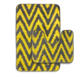Chevron Stripe Bath Mat Set Ochre