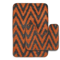 Chevron Stripe Bath Mat Set Orange