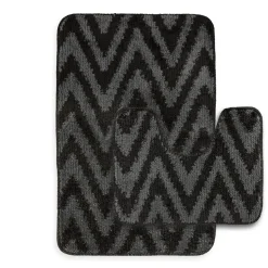 Chevron Stripe Bath Mat Set Charcoal