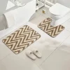 Chevron Stripe Bath Mat Set Beige