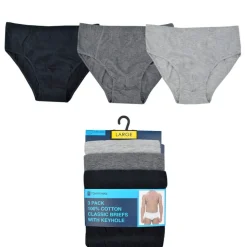Cotton Rich Men's 3 Pack Plain Briefs
