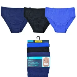 Cotton Rich Men's 3 Pack Plain Briefs