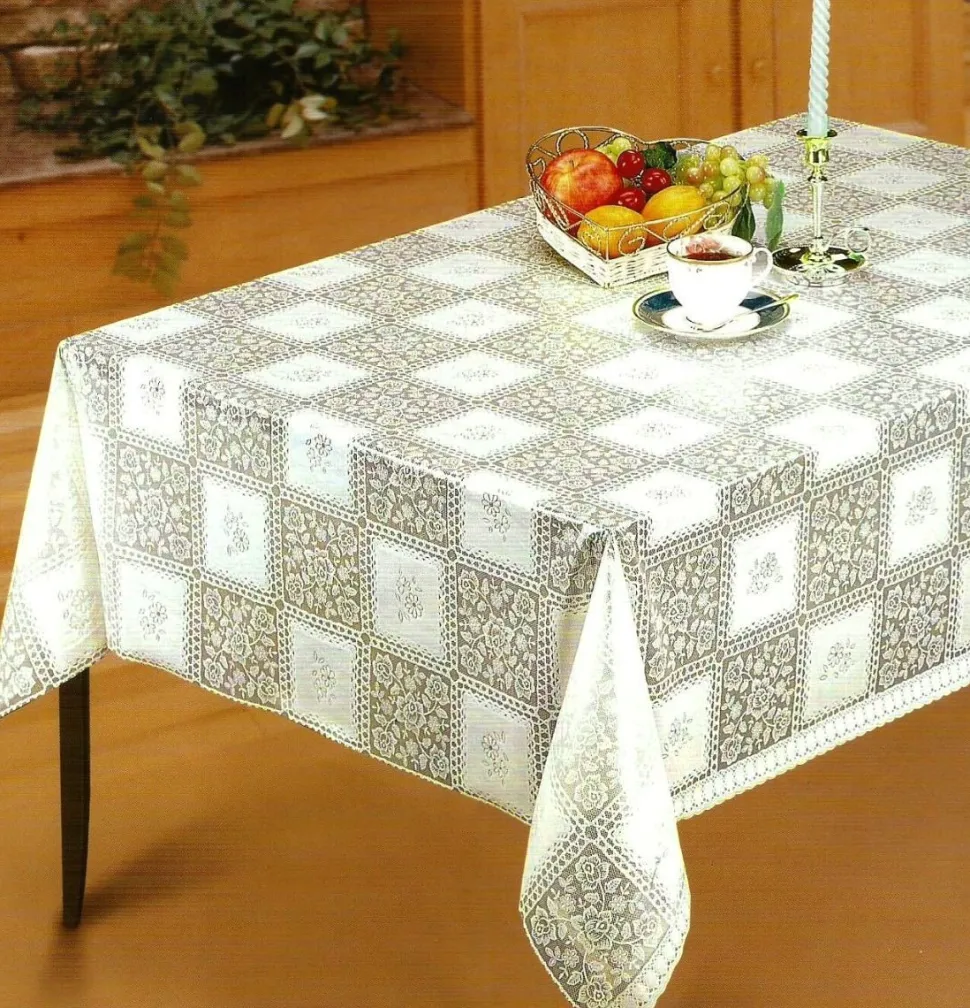 Cream Lace PVC Tablecloth by the Metre