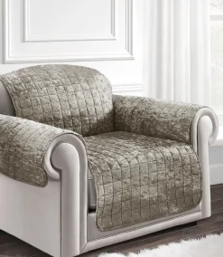 Crushed Velvet Arm Chair/Sofa Cover Natural