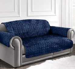 Crushed Velvet Arm Chair/Sofa Cover Navy