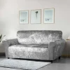 Crushed Velvet Stretch Sofa Cover Silver