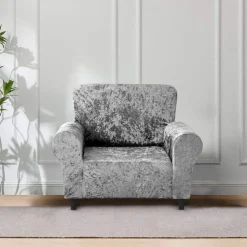 Crushed Velvet Stretch Sofa Cover Silver