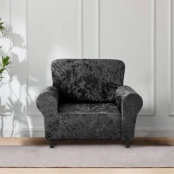 Crushed Velvet Stretch Sofa Cover Charcoal