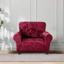 Crushed Velvet Stretch Sofa Cover Wine