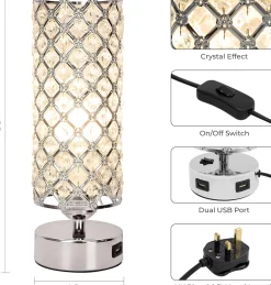 Crystal Effect Table Lamp with USB