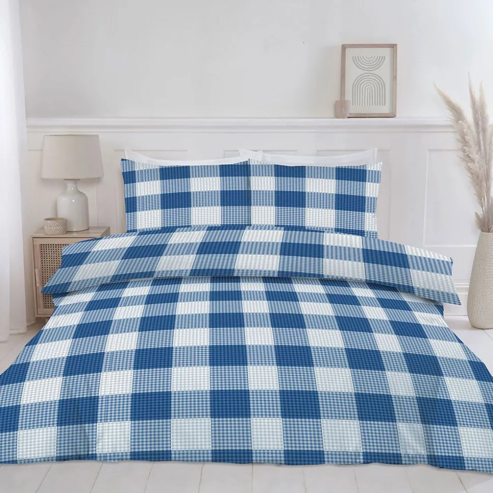 Delilah Gingham Duvet Cover Set Navy
