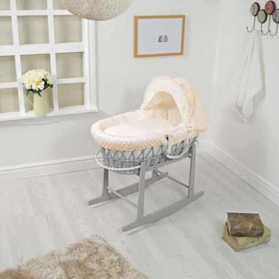 Dimple Wicker Moses Basket Cream