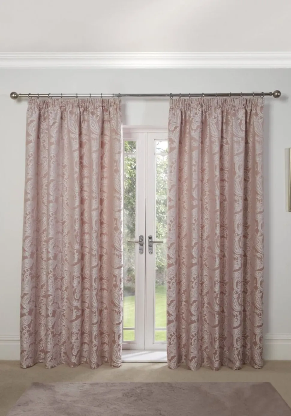 Duchess Readymade Tape Top Curtain Pair Blush