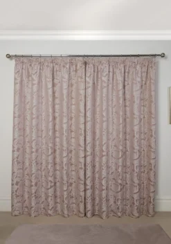 Duchess Readymade Tape Top Curtain Pair Blush