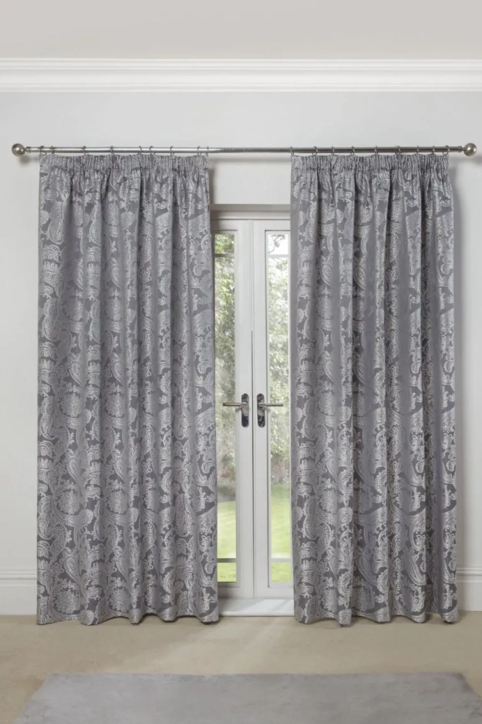 Duchess Readymade Tape Top Curtain Pair Silver