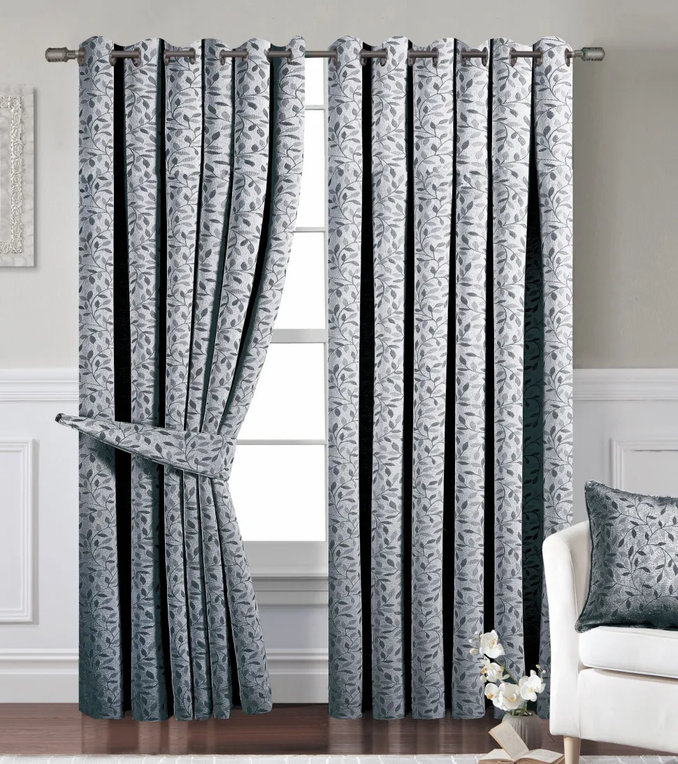 Eden Eyelet Readymade Curtains Pewter 66x72