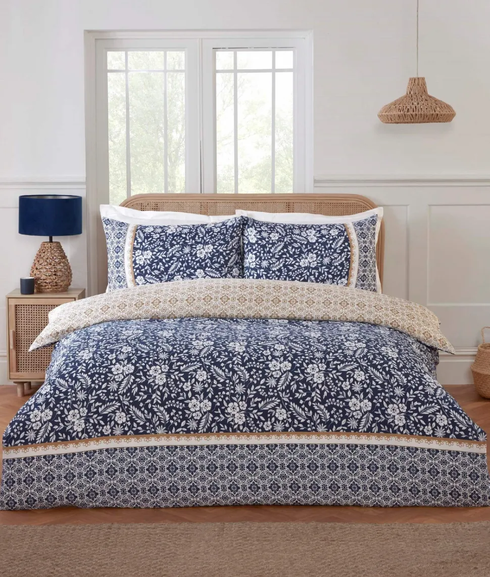 Eleanor Navy Soft Touch Duvet Cover Set