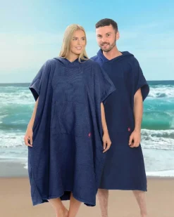 Ezi Dry 100% Cotton Changing Robe Poncho Navy