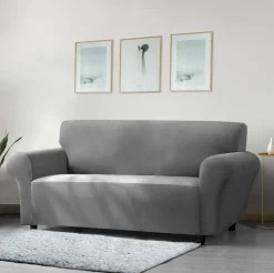 Faux Mink Velvet Sofa Cover Charcoal