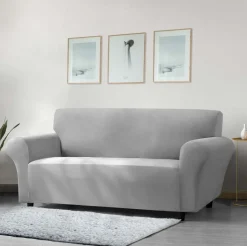 Faux Mink Velvet Sofa Cover Silver
