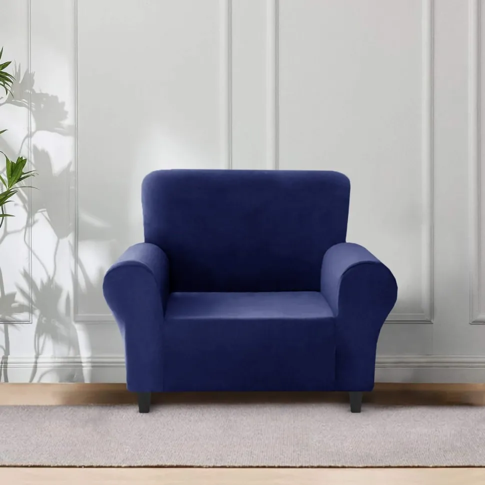 Faux Mink Velvet Sofa Cover Navy