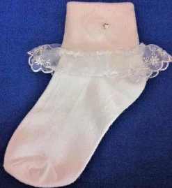 First Communion Socks Diamante Heart - CSK001