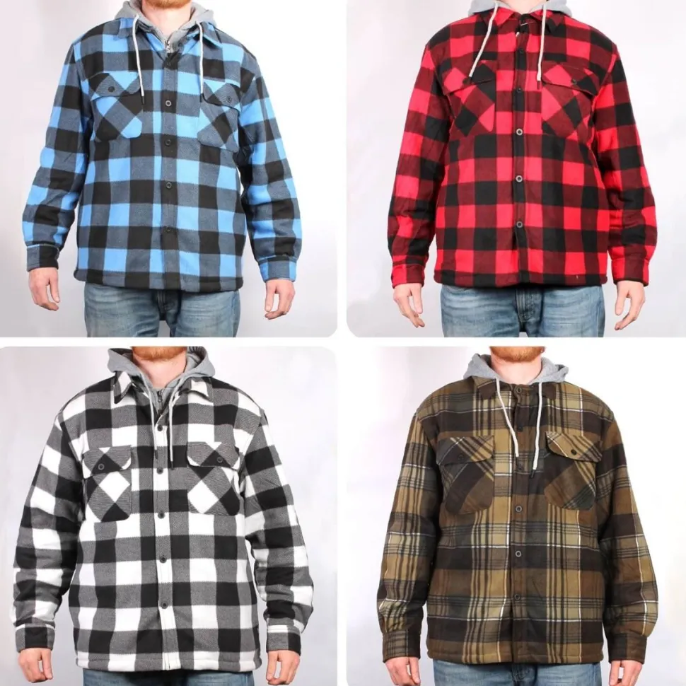 Fleece Lined Check Full Zip Hooded Jacket
