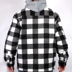 Fleece Lined Check Full Zip Hooded Jacket