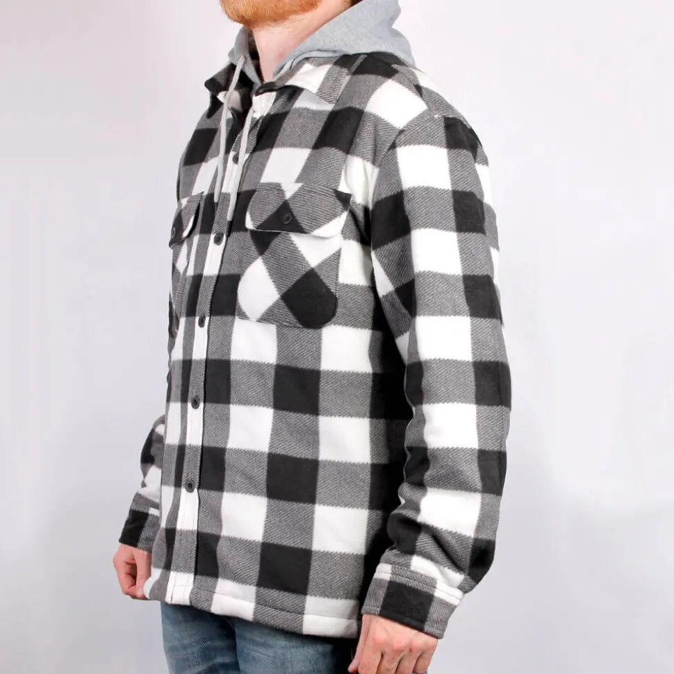 Fleece Lined Check Full Zip Hooded Jacket
