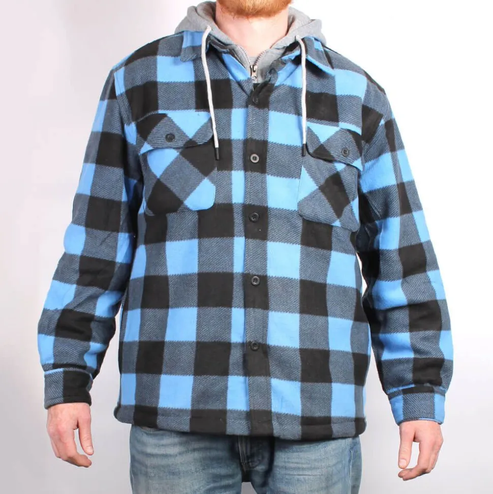 Fleece Lined Check Full Zip Hooded Jacket