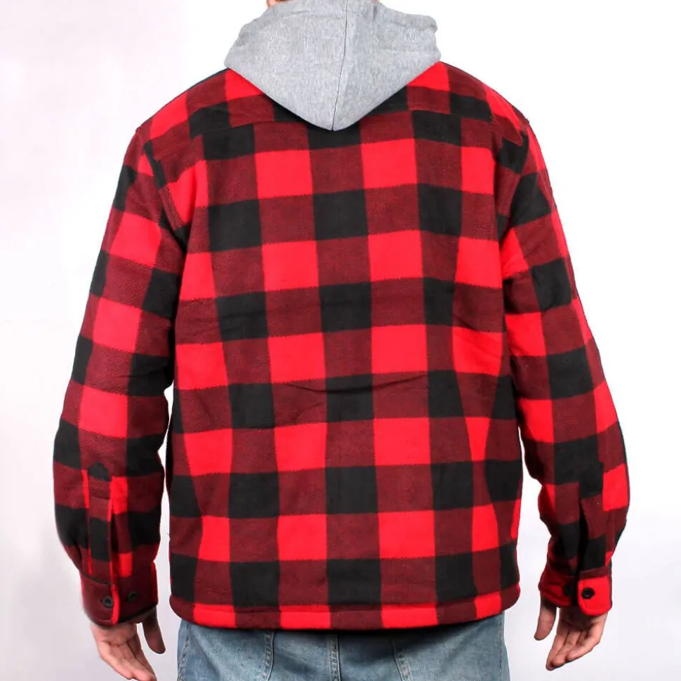 Fleece Lined Check Full Zip Hooded Jacket